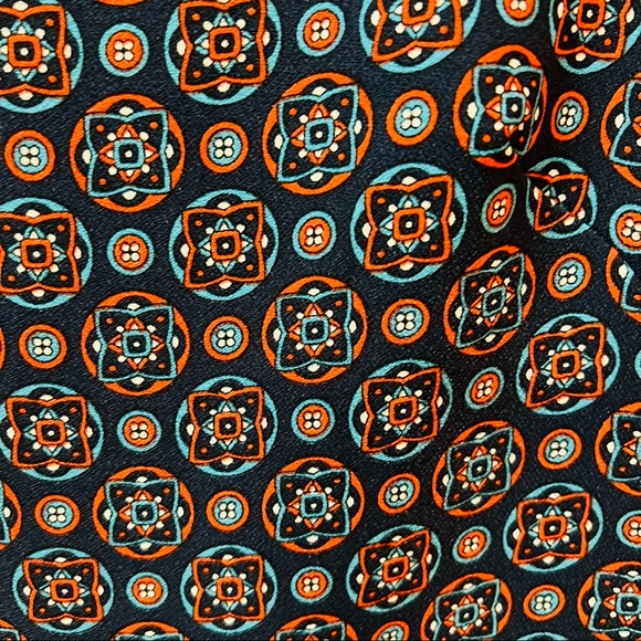 NWOT Banana Republic Dress Foulard Flounce Drop Waist. Navy Red Orange.Size 0P. - Picture 5 of 9